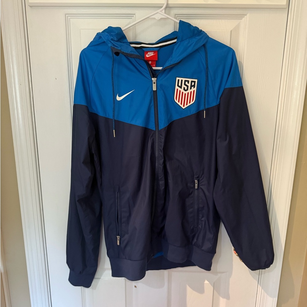Nike Kids Blue and Navy Raincoat with USA Emblem
